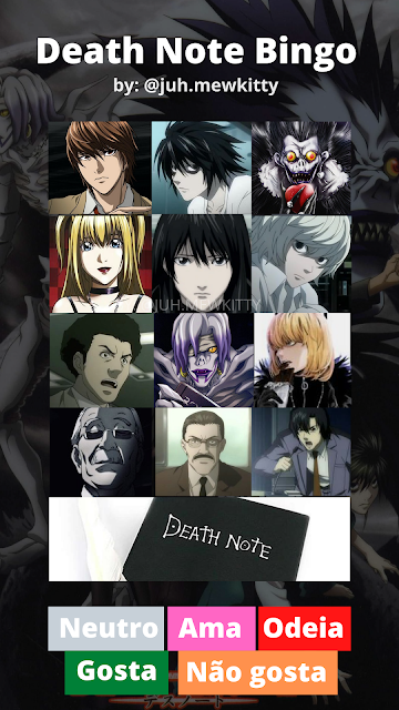 Templates bingo de animes - Death Note