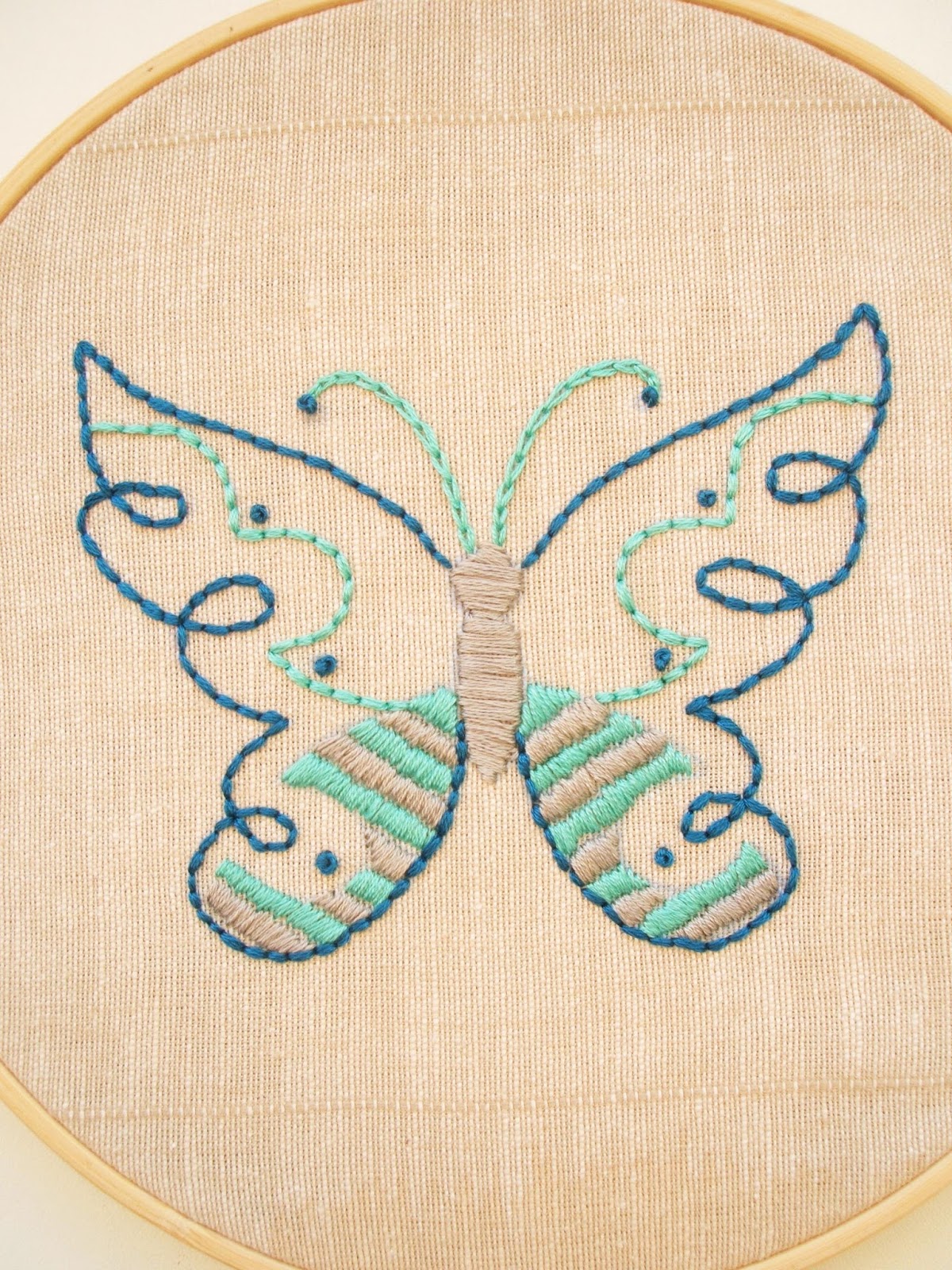 Me, You and Magoo Crafting in July hand embroidered butterfly hoop