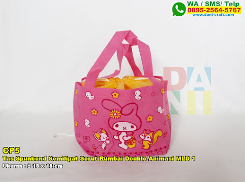 Tas Spunbond Semilipat Serut Rumbai Double Animasi MLD 1