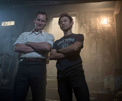 Patrick Wilson and James Wan on the set of The Conjuring 2