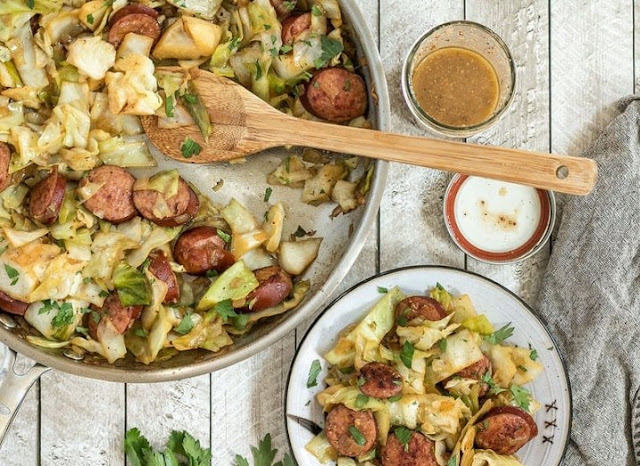 Fried Cabbage with Kielbasa – Low Carb, Gluten Free #healthy #lowcarb