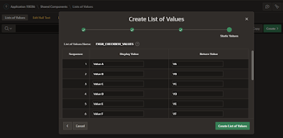oracle values enter below display