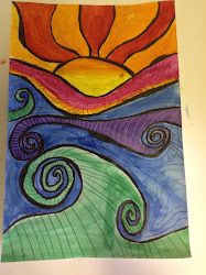 abstract grade 4th sunsets projects pencil paintings colored sunset elementary mean simple cool designs warm colour artwork lessons criscoart fourth