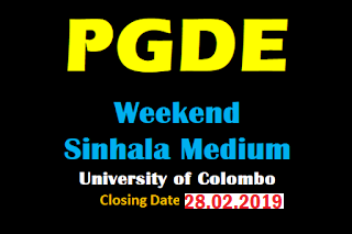 PGDE - (Weekend/Sinhala Medium) - University of Colombo