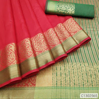 Special Cotton Sarees With Jacquard Work Border With Contrast Pallu