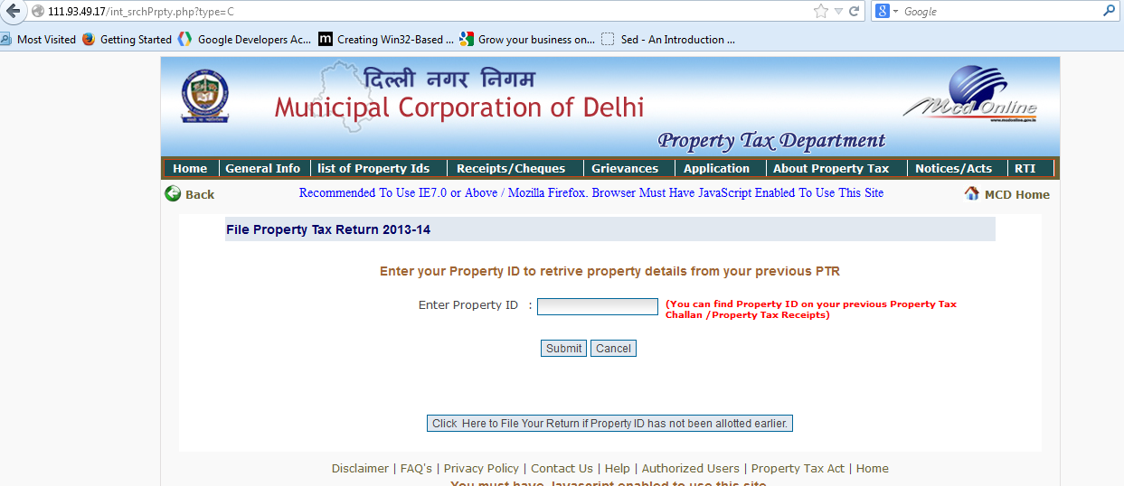 Property Tax Payment online Property Tax Online payment in Delhi