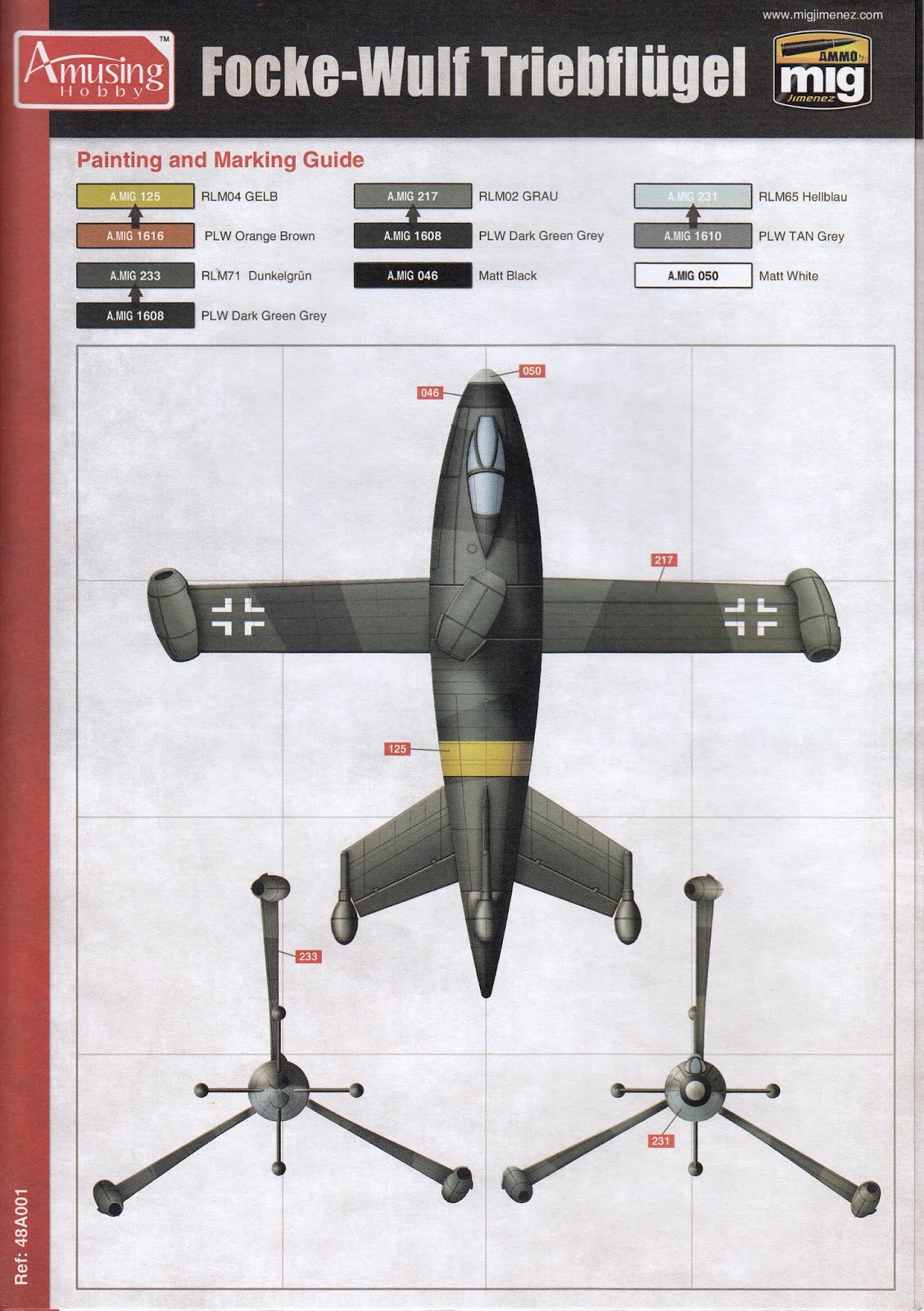 FOCKE-WULF TRIEBFLÜGEL AMUSING HOBBY PLASTIC KIT 1//48