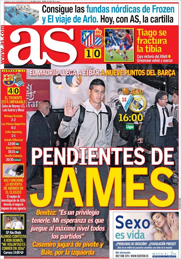 Real Madrid, AS: "Pendientes de James"