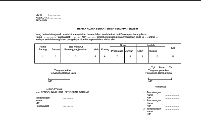 Contoh Surat Serah Terima Barang