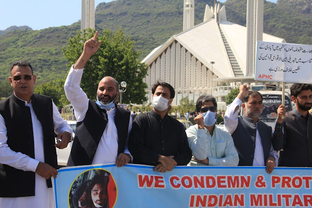 APHC protest in front of Faisal Mosque Islamabad: Pictures