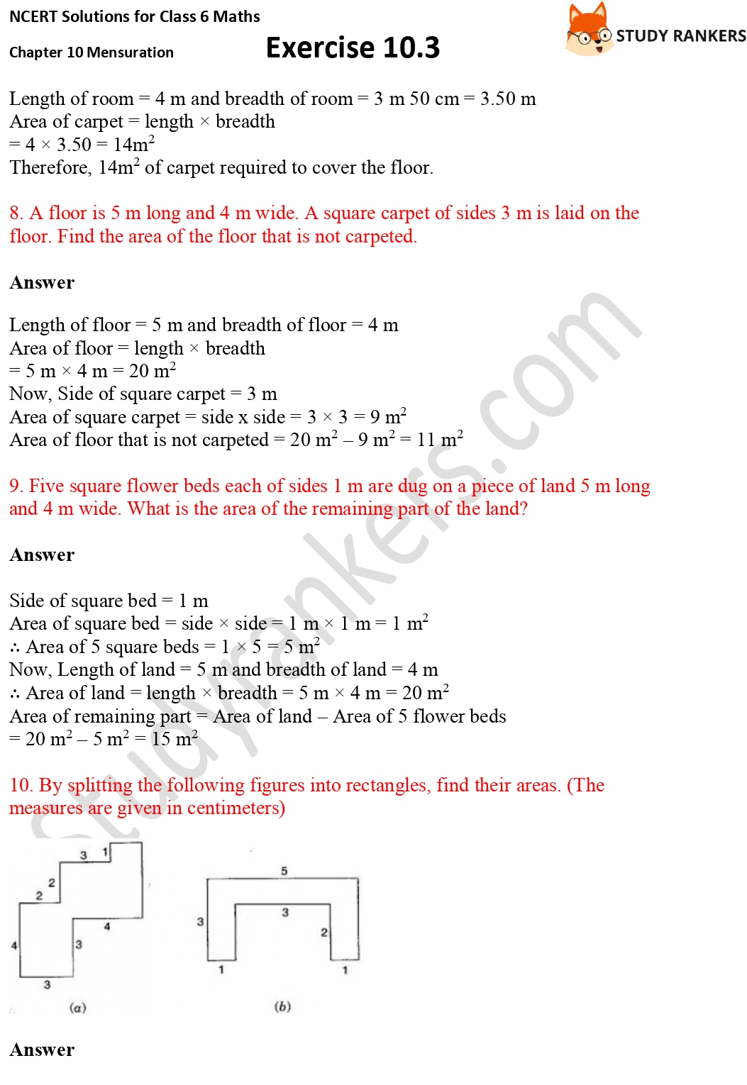 NCERT Solutions for Class 6 Maths Chapter 10 Mensuration Exercise 10.3 Part 3