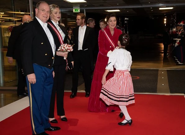 Prince Albert II, Princess Charlene, Princess Caroline and Beatrice Borromeo Casiraghi at the gala evening