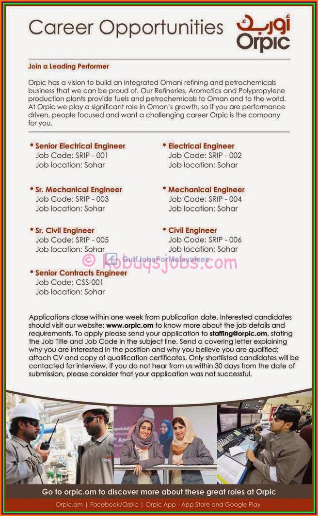 Career Opportunities for ORPIC OMAN
