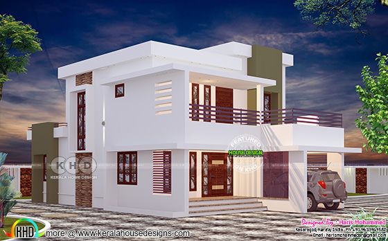 Left side view of flat roof house Left side view of flat roof house