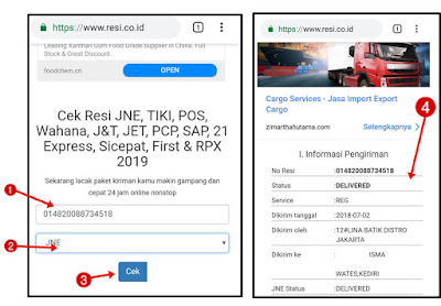 cek nomor resi jne dengan nama