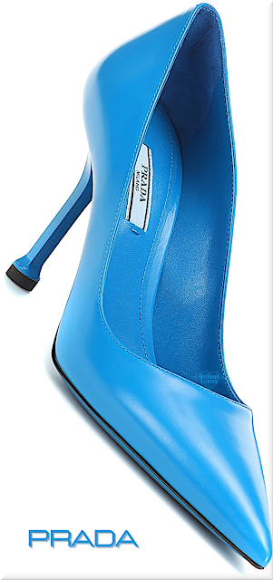 ♦Ibiza Blue Prada pointed-toe leather pumps #prada #shoes #blue #pantone #brilliantluxury