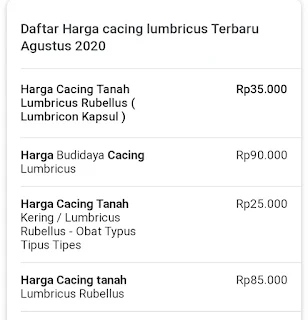 Harga cacing tanah