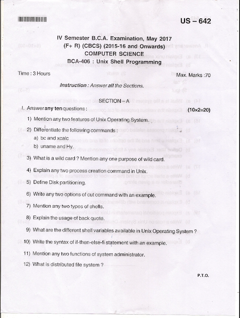 Bangalore University b.c.a. Computer Science Bca-406 : Unix Shell ...