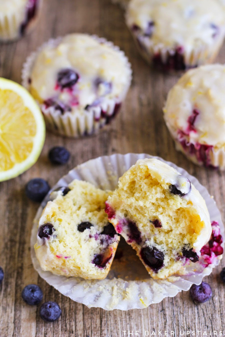 Glazed Lemon Blueberry Muffins The Baker Upstairs