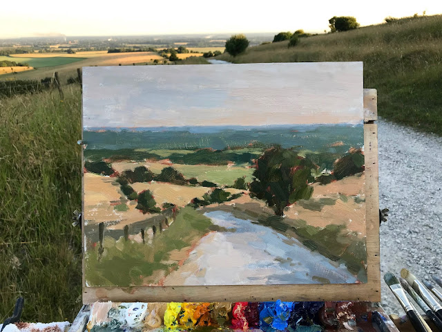 #348 ‘Evening Light, The South Downs’ 11×14″