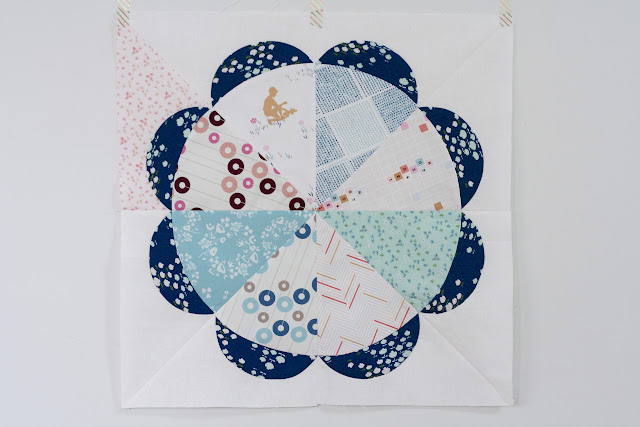 Gathering Flowers Quilt Block in Art Gallery Playground Fabrics by Amy Sinibaldi