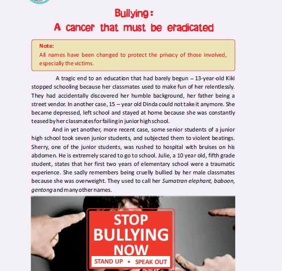Terjemahan Bullying A cancer that must be eradicated JAG