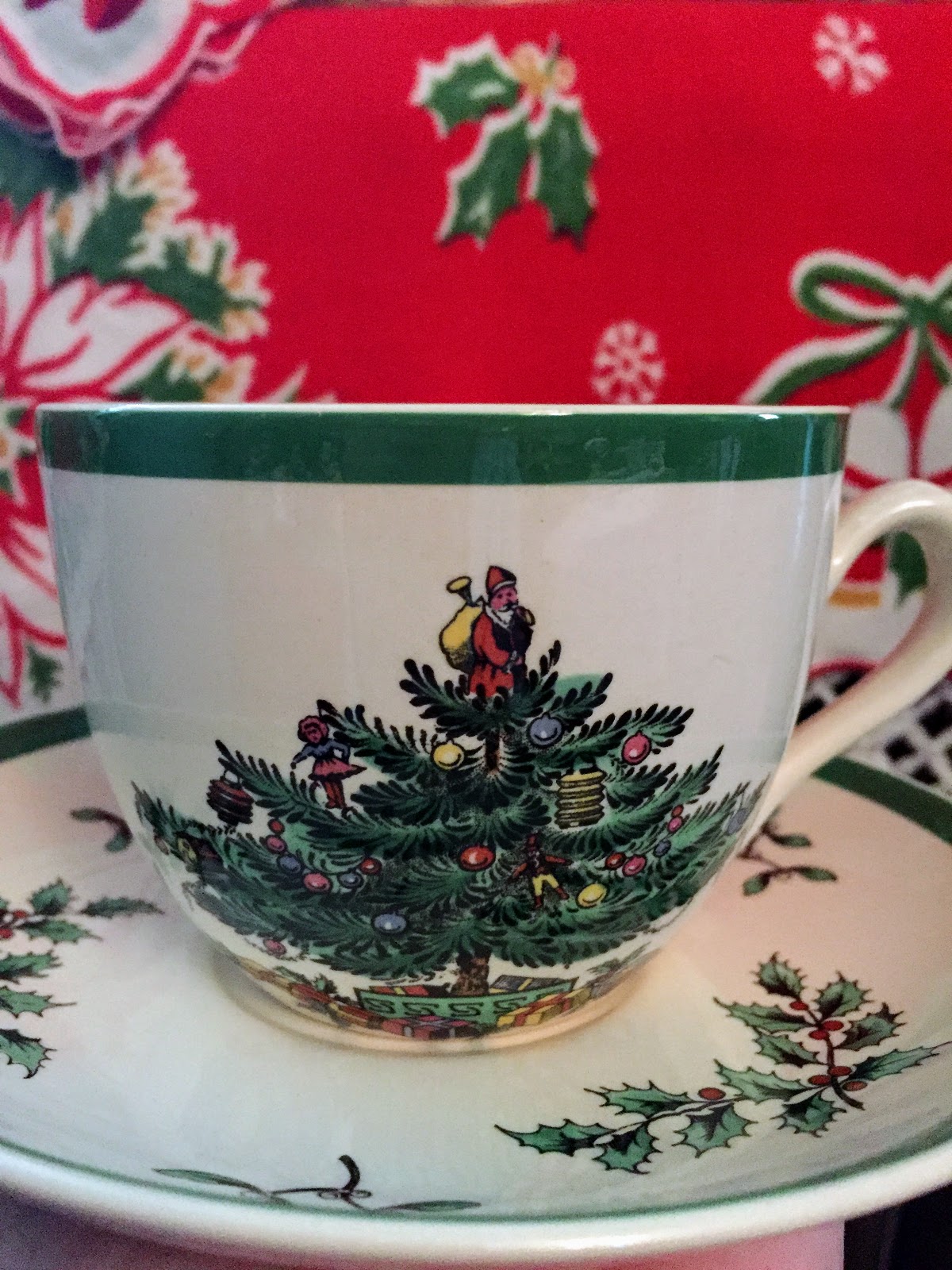 Christmas Tree Teacup and Saucer