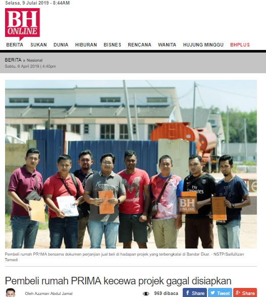 Rumah Prima Rantau Terbengkalai