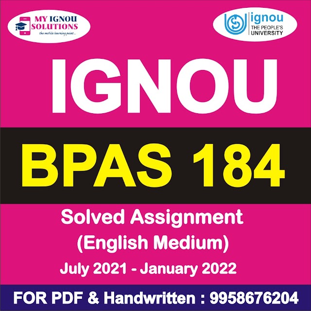 BPAS 184 Solved Assignment 2021-22