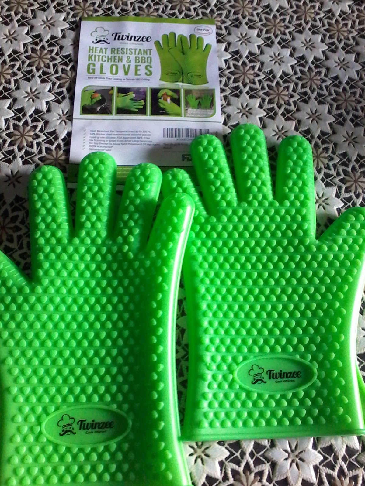 Set 6 Pezzi Guanti Forno In Silicone - Presine Antiscivolo, Resistenti Al Calore Fino A 230°C, Colore Verde - Foto 2