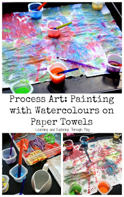 Painting with Watercolours on Paper Towels - Preschool Process Art