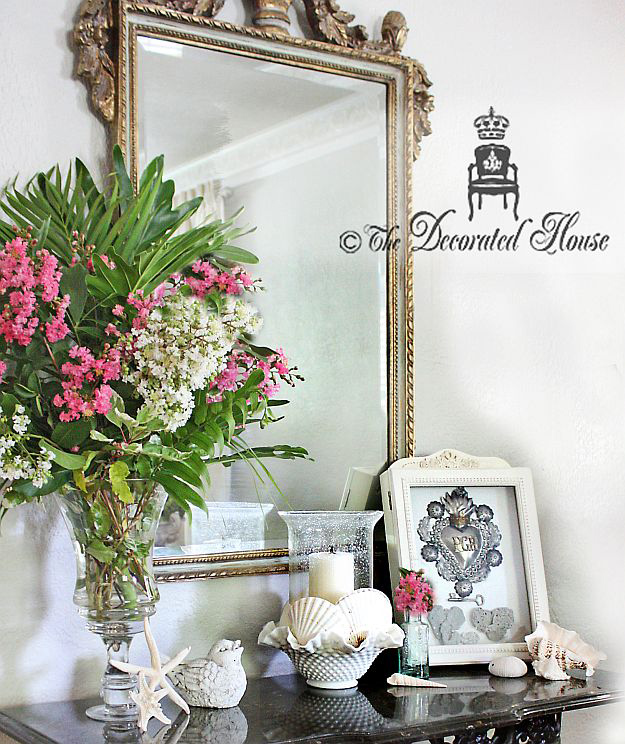 The Decorated House :: Summer Decorating : Shells, Flowers, Ex Voto, Vintage Milk Glass