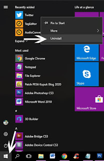 Cara Uninstall Aplikasi Di Laptop dari Start Menu Cara Uninstall Aplikasi Di Laptop dari Start Menu