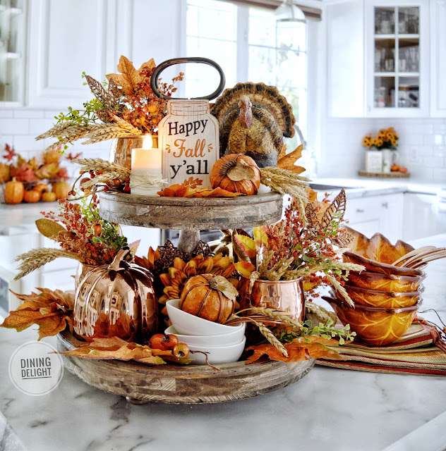 Dining Delight: Tiered Tray Decor for Fall and Halloween