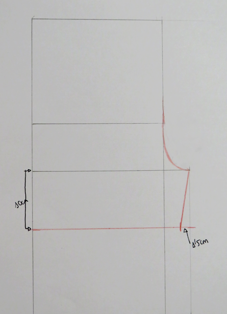Línea curva del tiro delantero en el patrón