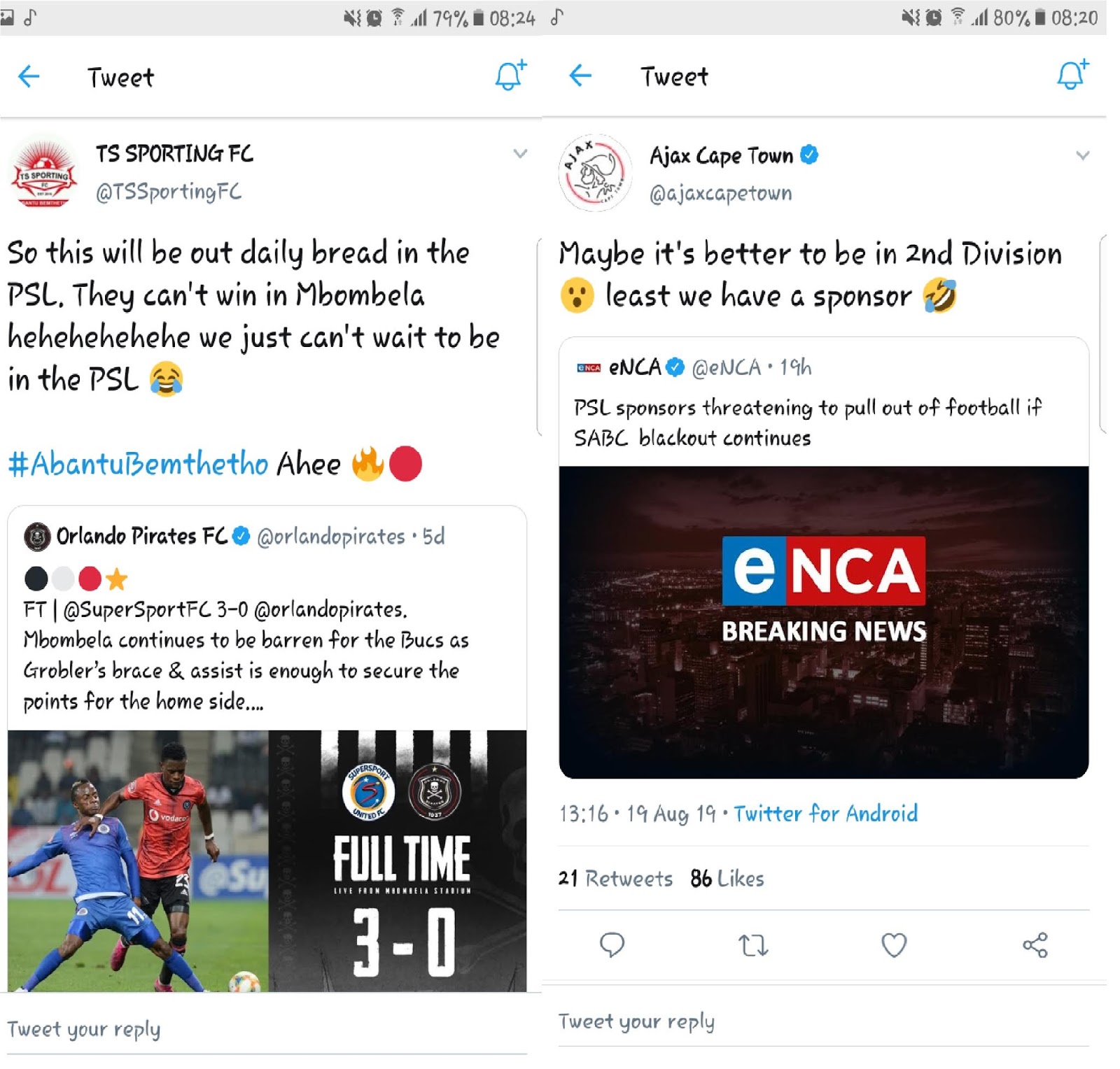 Twitter Banter the new league of its own in South African Football