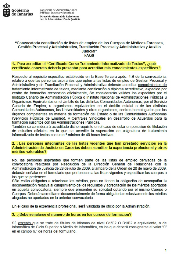 STAJ CANARIAS BOLSA DE INTERINOS / PREGUNTAS FRECUENTES A CUESTIONES QUE SE HAN PLANTEADO A LA STAJ CANARIAS BOLSA DE INTERINOS / PREGUNTAS FRECUENTES A CUESTIONES QUE SE HAN PLANTEADO A LA