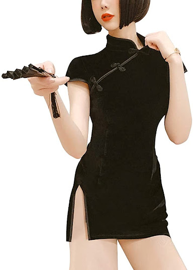 Women's Cap Sleeve Sexy Bodycon Flower Print Mini Cheongsam Dress Elegant Mini Cheongsam Qipao Dresses