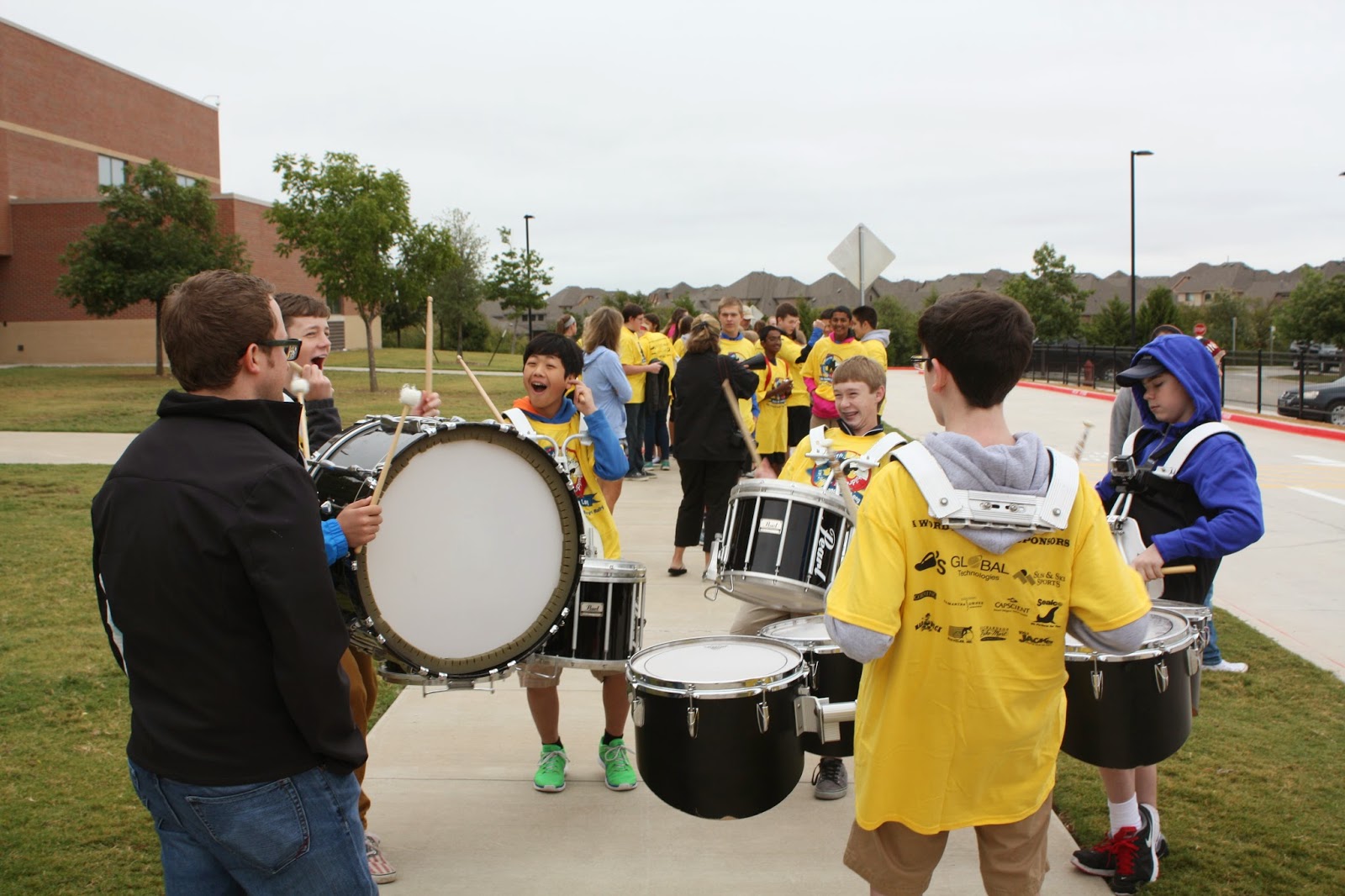 Keller Middle School Band KMS Drumline Plays For Bike Rally