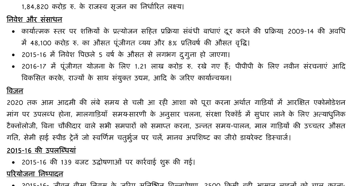 Railway Budget Speech in Hindi 201617