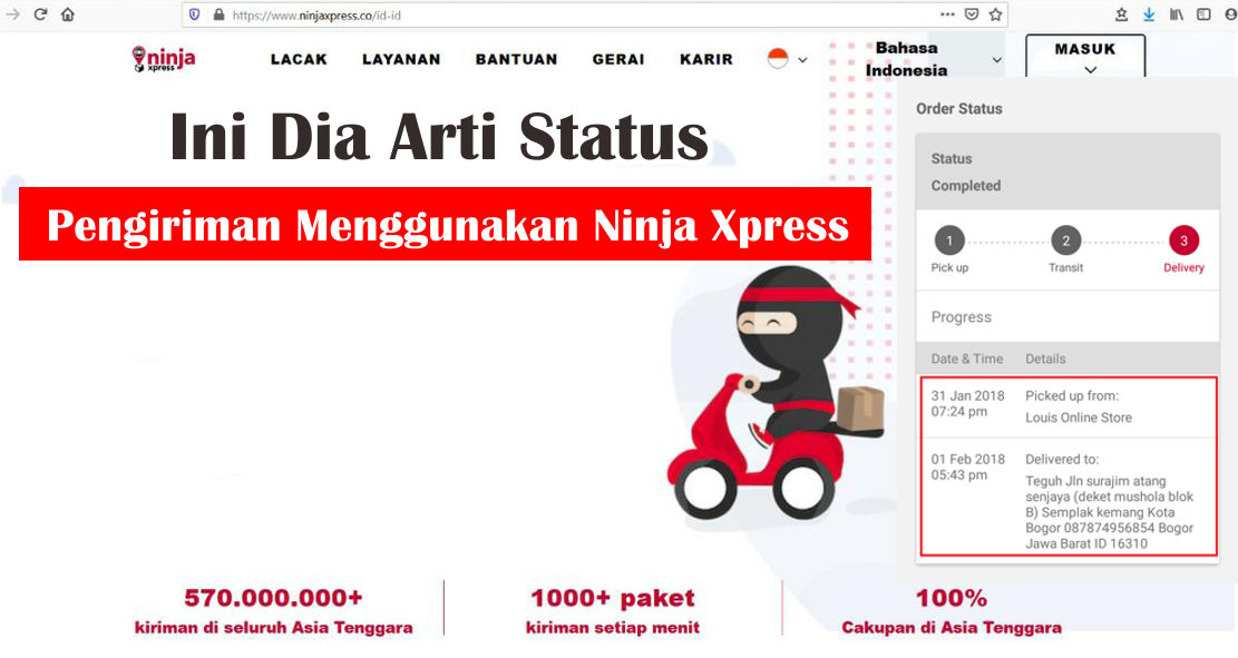 Ini Dia Arti Status Tracking pada Ninja Xpress