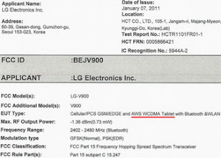 LG V900 tablet (T-Mobile G-Slate?) Passes FCC