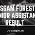 Assam Forest Junior Assistant Result 2017 JA Cut Off Marks/Merit List