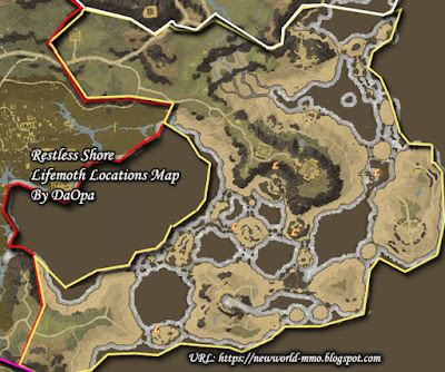 Restless Shore lifemoth locations map