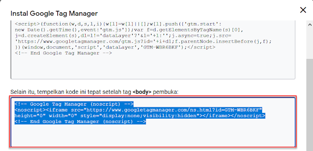 Cara Memasang Script Code Google Tag Manager ke Dalam Website Blogger