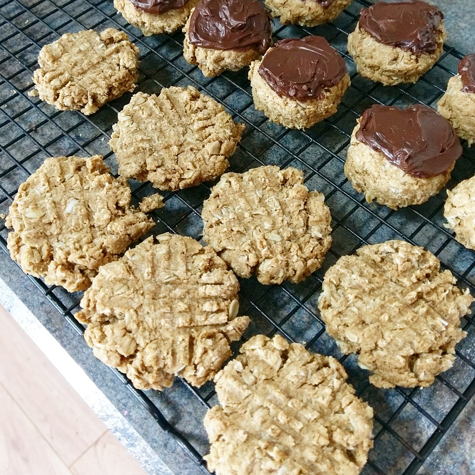Simply Gourmet Peanut Butter Oatmeal Cookies with Chocolate Frosting