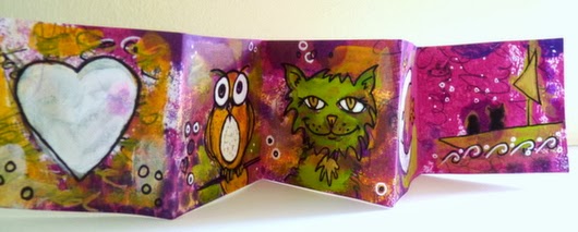 Whoopidooings: Carmen Wing - The Owl & The Pussycat mini accordion book - Mixed Media