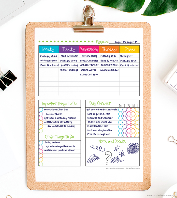 Free Printable Weekly School Planner Artsy fartsy Mama Free Printable Weekly School Planner Artsy fartsy Mama