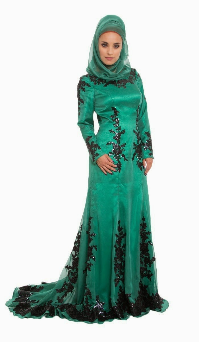 16 Contoh Model  Baju  Pengantin Muslim Warna  Hijau  