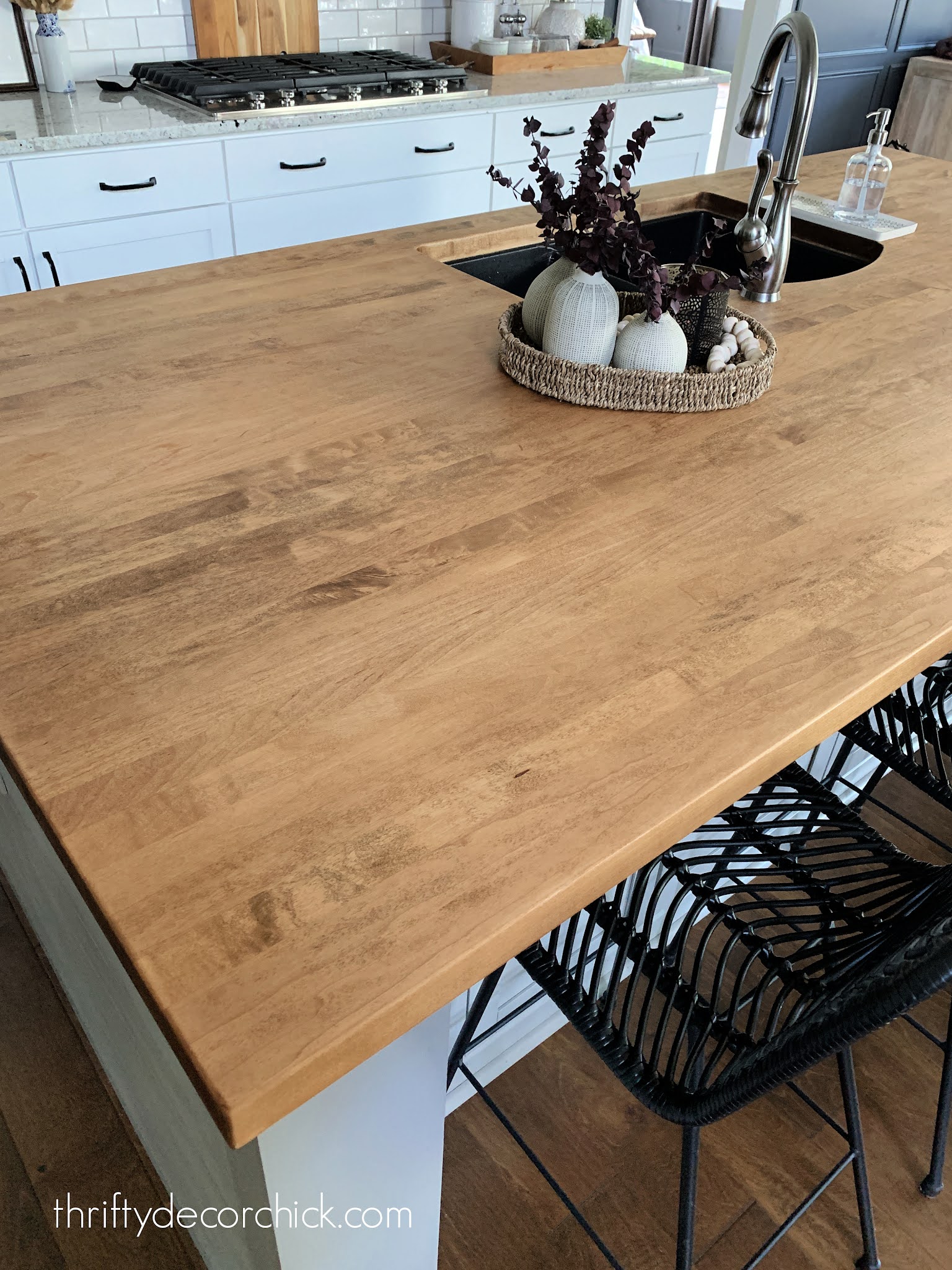 walnut stained wood counters